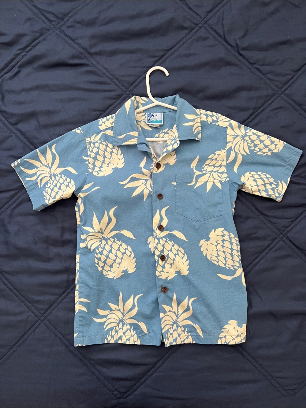 RJC Kids Blue Pineapple Hawaiian Aloha Shirt